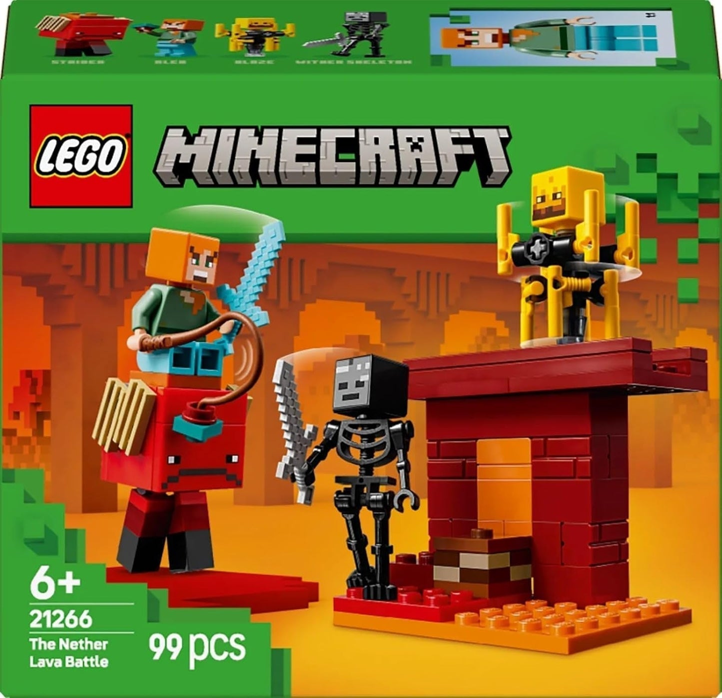 LEGO Minecraft Lava Duell of the Deep, Leksak för TV-spelsfans, fästning med minifigurer inklusive Alex, Skeleton Wither, Lohe och Strider, Present för flickor och pojkar 6 år gamla 21266 Byggset Beuche den LEGO-Store