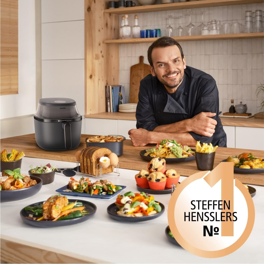 Philips Airfryer 3000 Series 6,2L, Matlagningsfönster, 16 matlagningsfunktioner i 1, Rapidair plus-teknik, Fettborttagning, Receptapplikation Homeid Appliances Naty Shop