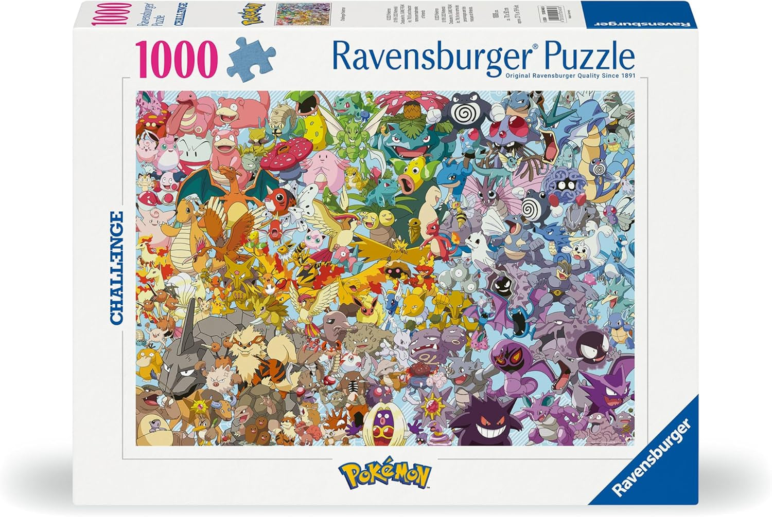 Ravensburger Puzzle 1000 Pieces 12000460 Challenge Pokémon - Alla 150 Pokémon från den första generationen som ett utmanande pussel för vuxna och barn från 14 år och uppåt Puzzle Naty Shop