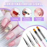 Sularpek 6 Stück Nagel Pinsel, Nagel Pinsel, Pinsel Nageldesign, Nagel Pinsel Set, Nail Art Dotting Tools Mit 1 Sponge Brush Applikator, Nageldesign Zubehör Für DIY Nail Art Design