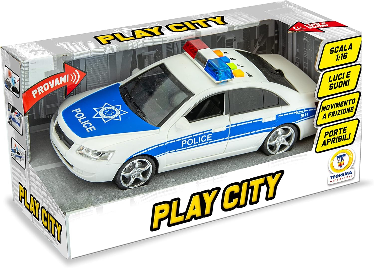 Macchina polisbil med ljus och ljud 1:16 skala, flerfärgad (65075) Bebe Toys Naty Shop