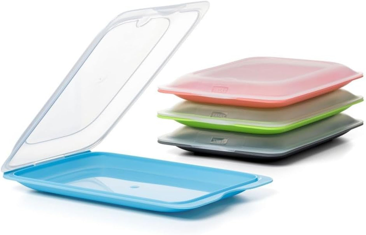 TATAY Fresh Slicer Box Set med 4, BPA-fri, återanvändbar, stapelbar, diskmaskin & MWO, slumpmässiga färger. Mått 17cm x 3,2cm x 25,2cm Matförvaringslådor Naty Shop Korvbehållare - enhet