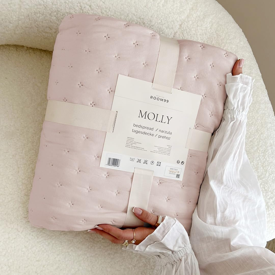 Molly Elegant överkast i pulverrosa 170 X 210 cm Överkast Mångsidig som överkast eller soffa Överkast för säng och sofffilt Stil Perfekt som överkast Sängar och filtar Besuche den ROOM99-Store