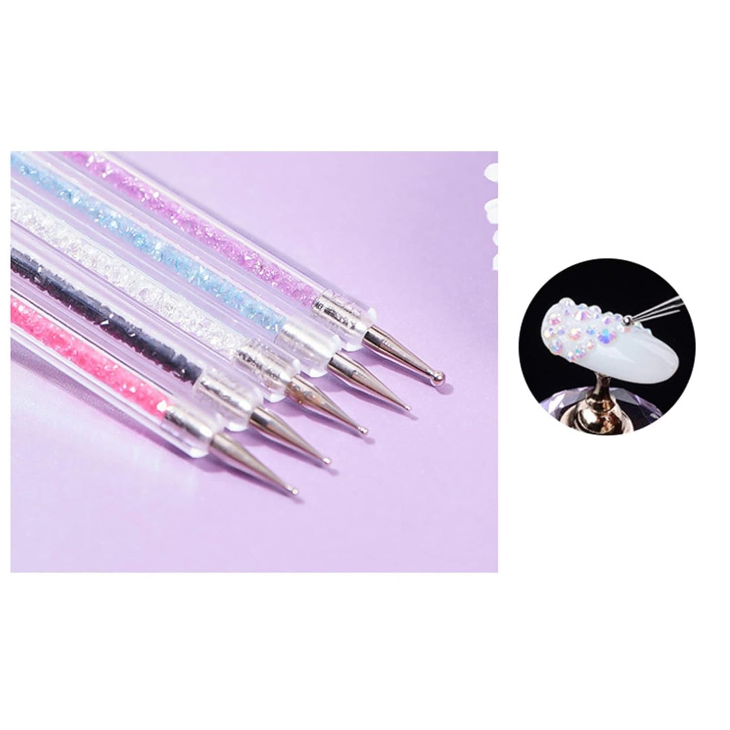 5 Stück Nagel Pinsel Set, Nageldesign Pinsel, Nail Art Dotting Tools, Dual-Ended Professional Acryl Nail Art Pen för DIY Nail Art Design