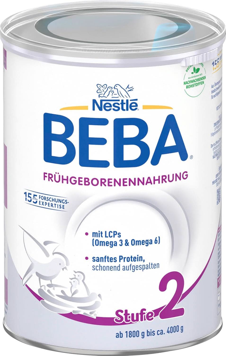 Mat för för tidigt födda barn BEBA Level 2, Specialfoder för för tidigt födda barn och lågviktiga nyfödda, färdig att dricka, förpackning om 32 (32 x 90 ml) Naty Shop