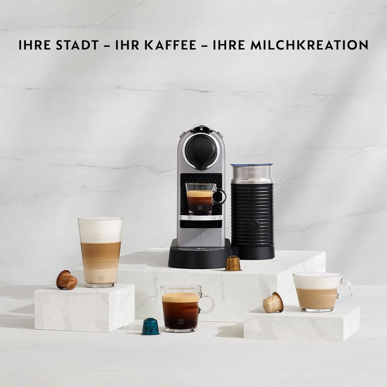 Espressomaskin med Nespresso kapslar XN761B Citiz&Milk | Automatiskt standbyläge | 1260 watt | Vattentankens kapacitet: 1 l | Pumptryck: 19 bar | Silver