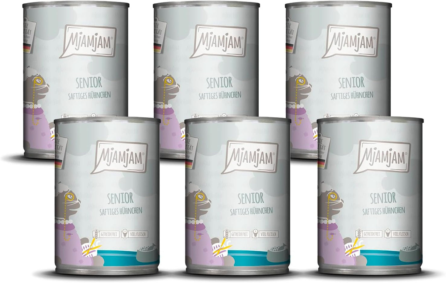 MjAMjAM - Premium våtfoder för katter - Senior - saftig kyckling, förpackning om 6 (6 x 400 g), spannmålsfri
