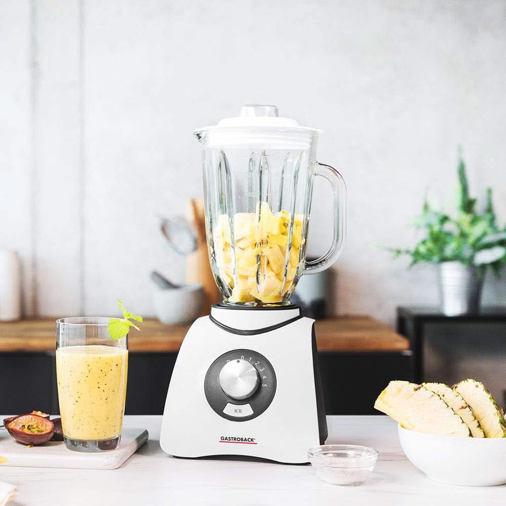 Gastroback 40898 Vital Basic, Mit Integrierter Ice-Crush Funktion, Leistungsstarker 600 Watt Motor Mixer, Kunststoff, 1,5 liter, Weiß Kitchen Naty Shop