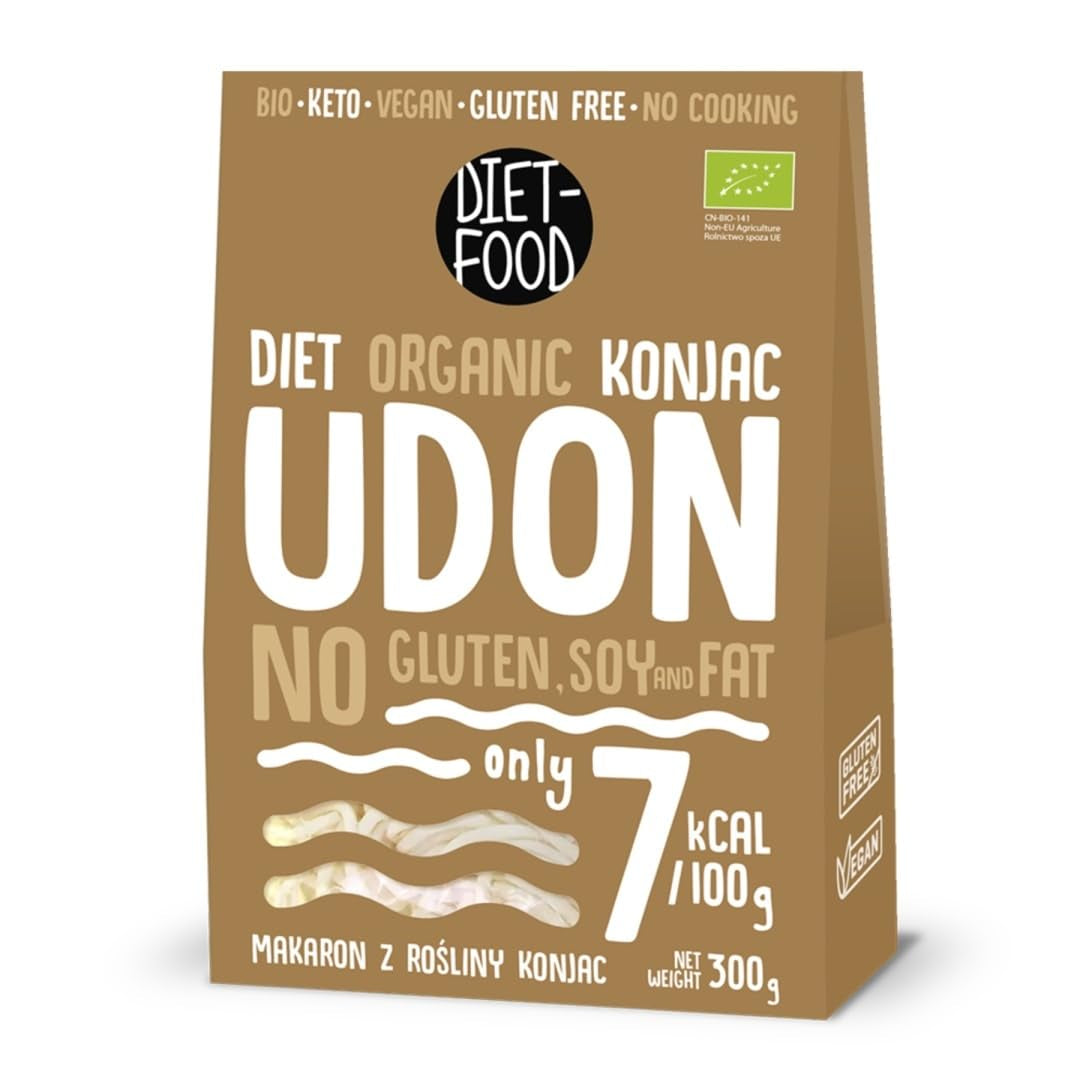 Udon Shirataki Konjac Noodles Bio 385g - Lågkalori, glutenfri, vegan - gjord av konjacrot, rik på fibrer DIET-MAT