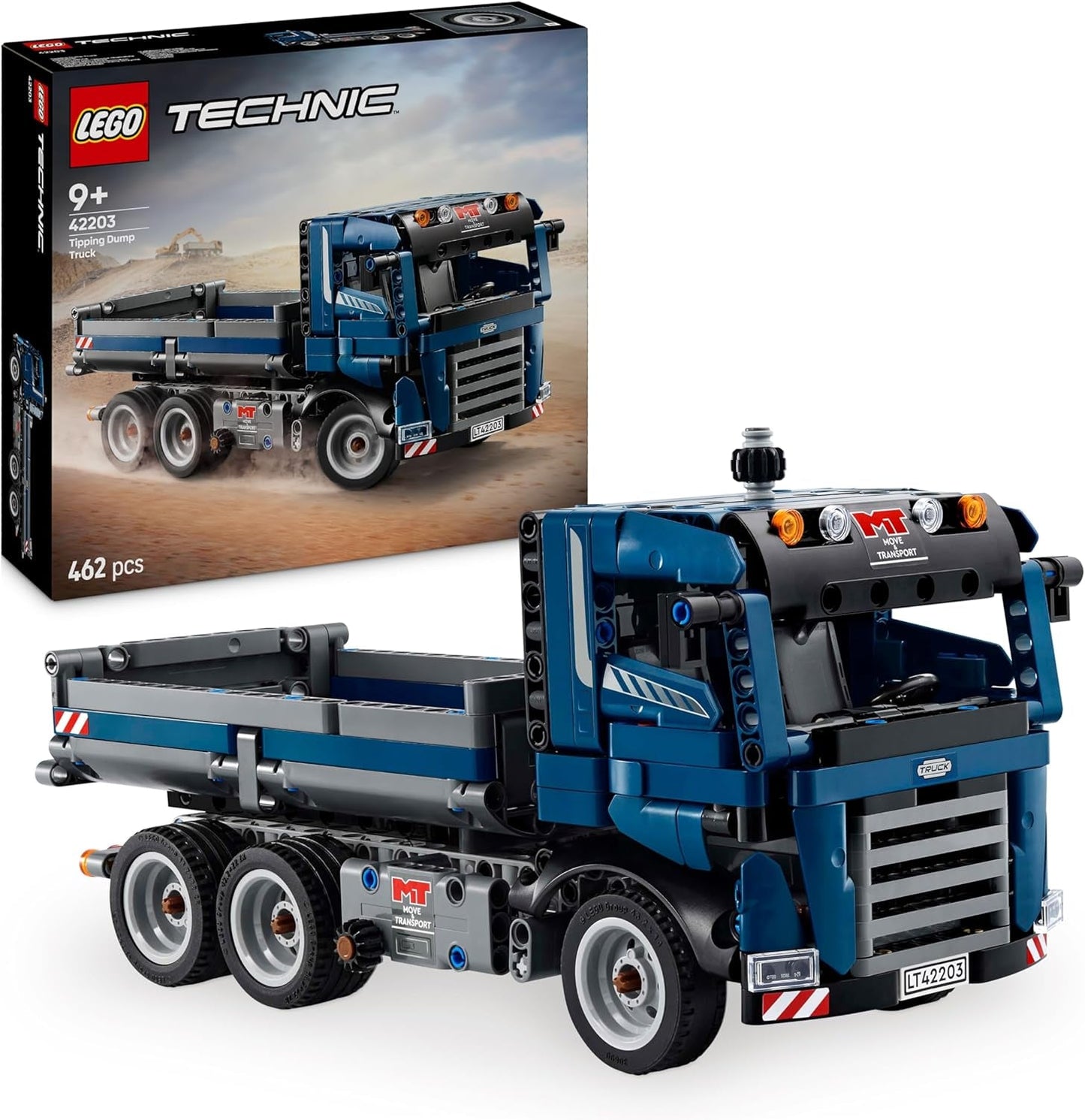 LEGO Technic Dump Truck leksak med ratt och mobil dumper - blå byggfordon - presentidé för födelsedagar eller semester - byggset för pojkar och flickor från 9 år 42203 Byggset Besuche den LEGO-Store Standardtitel