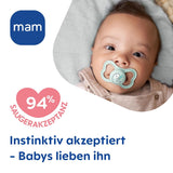 MAM Air Silikonnappar 2-pack Extra lätt och luftig design Tandvänlig bebisnapp Tillverkad av MAM SkinSoft Special Silikon med Napplåda 6-16 Månader Bear/Rhino