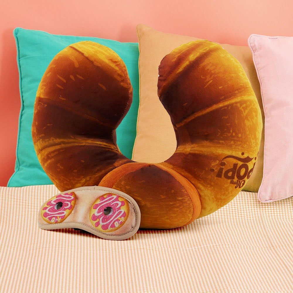 Croissant nackkudde och sovmask, Orange Naty Shop resekuddar