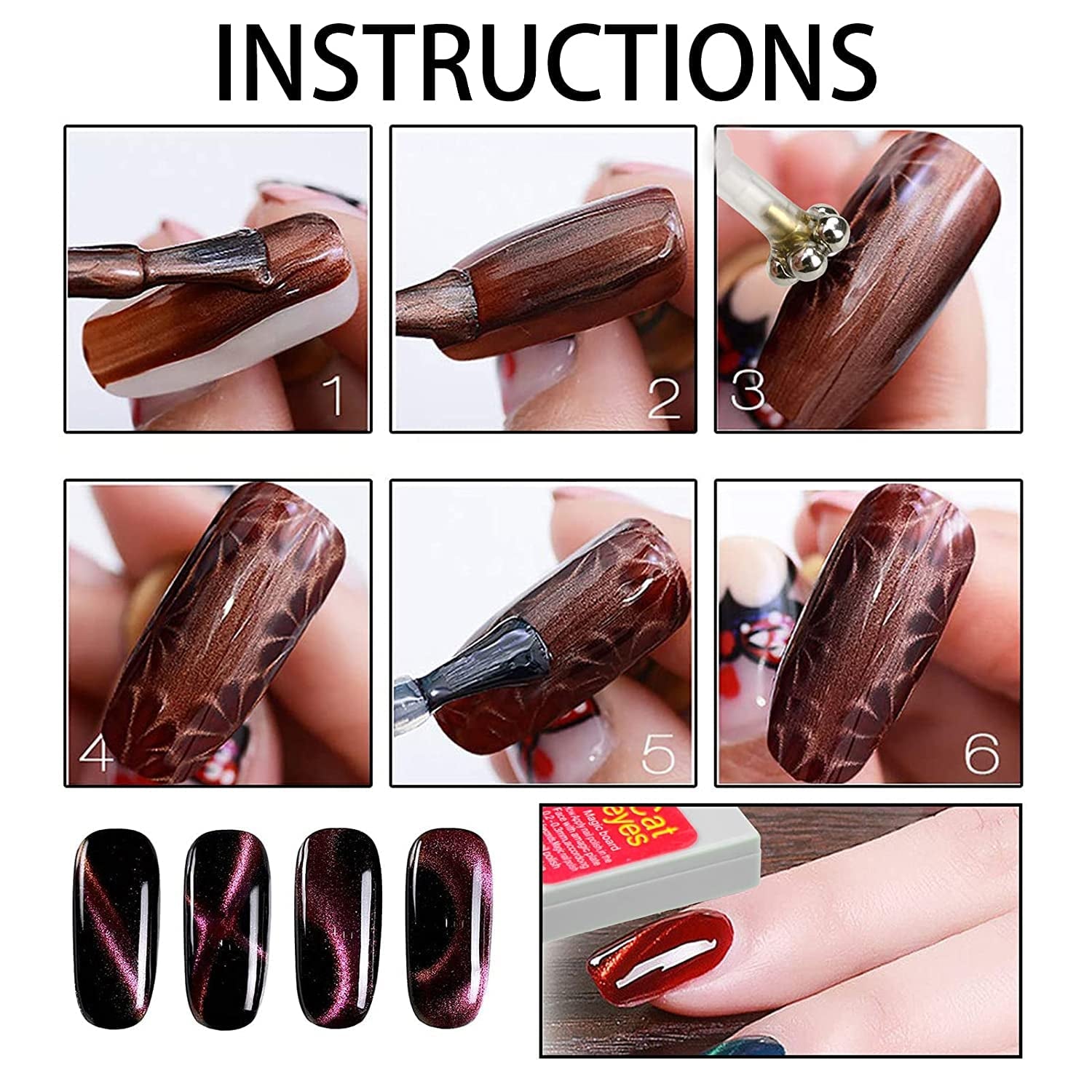 Nail Art Werkzeug Magnetstift, 10 Stück Nagel Magnet Stick Tool Set, Nagel Magnet Stift Und Starker Magnet Lager Punktierungsstifte Für DIY 3D Magnetics Katzenauge UV Gel Polnisch Nagel Kunst