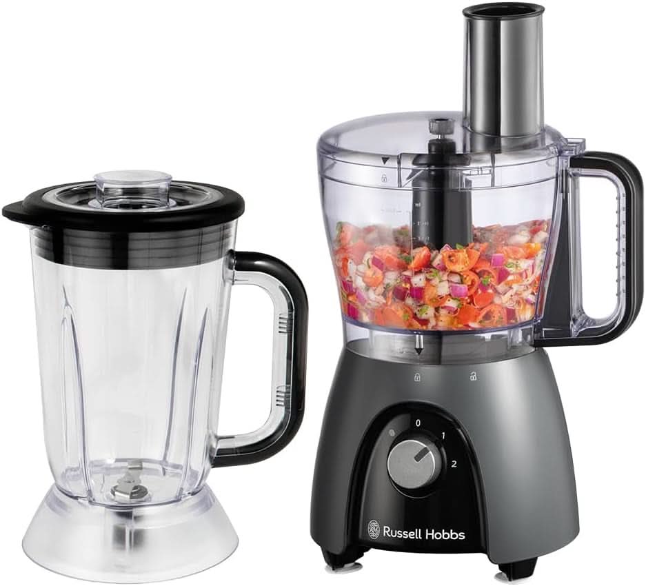 Russell Hobbs matberedare [Blender/grönsakshackare/bordsmixer/hackare/mixer] Matberedare (knådning, blandning och skivning), matt kol Kök Naty Shop