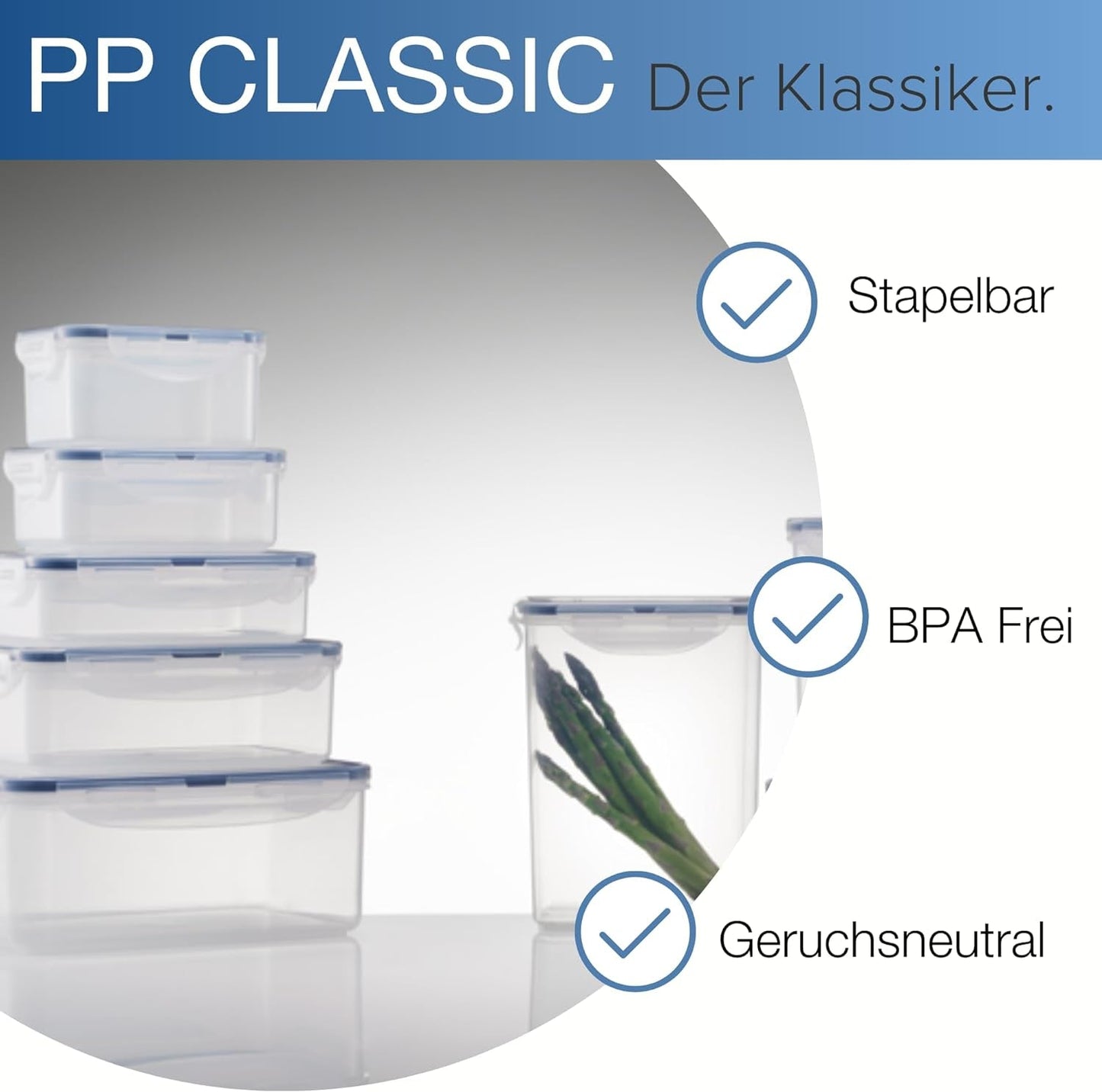 LocknLock PP Klassisk matförvaringsburksats 5st | 180ml, 350ml, 600ml, 870ml, 3,6L | 100 % luft- och vattentät | utan BPA | frys- och kylarrangör | Tål diskmaskin och mikrovågsugn Naty Shop matförvaringslådor