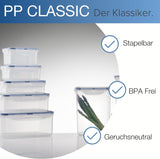 LocknLock PP Klassisk matförvaringsburksats 5st | 180ml, 350ml, 600ml, 870ml, 3,6L | 100 % luft- och vattentät | utan BPA | frys- och kylarrangör | Tål diskmaskin och mikrovågsugn Naty Shop matförvaringslådor