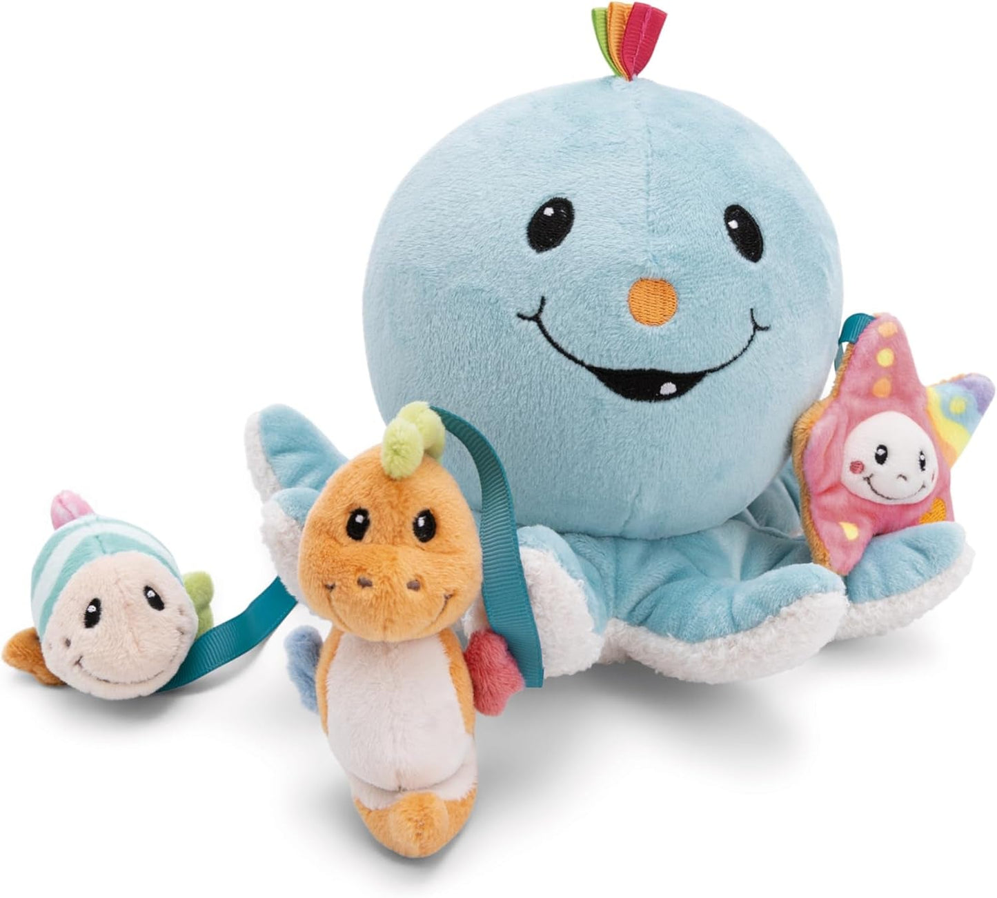 Octilly badleksak 18x14cm inkl. 3 figurer i presentförpackning 23,5x17x13,5cm blå - leksak med greppelement - badleksak för barn för att fånga och leka Baby Toys Naty Shop