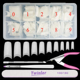 Falska Naglar 500st Naturlig Färg Konstgjorda Falska Naglar 10 storlekar DIY Akryl Med Box Nagelborste Nagelbandsskjutare Nagelfil