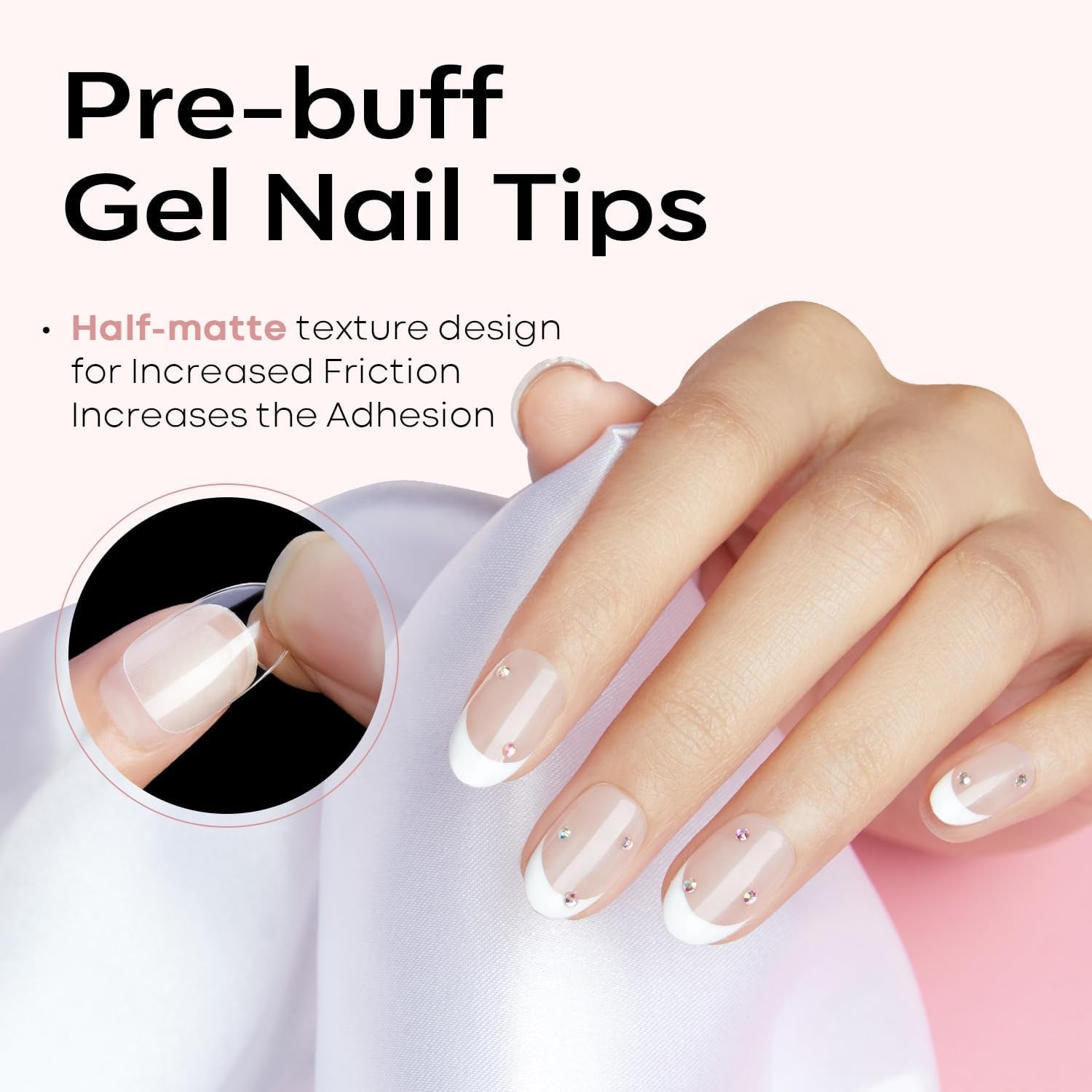 Modelones Nail Tips 510 Pieces - Heltäckande Nail Tips Set, Gel Tips Set, Pre-Polish PMMA Resin Nail Tips, Konstgjorda naglar för lim på Nail Art DIY, Short Squoval