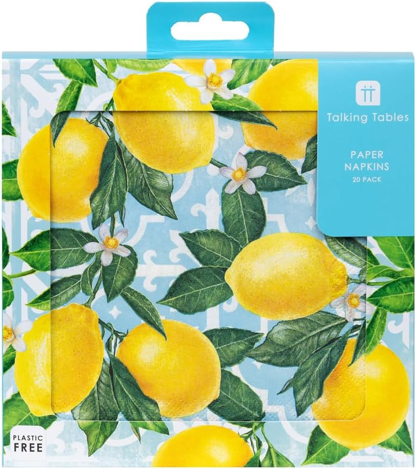 Talbord 20 X Pappersservetter Citron 20 Pack | Engångsservis med levande tema för minnesvärda sammankomster, sommarfester, brudduschar, luncher, ljusa
