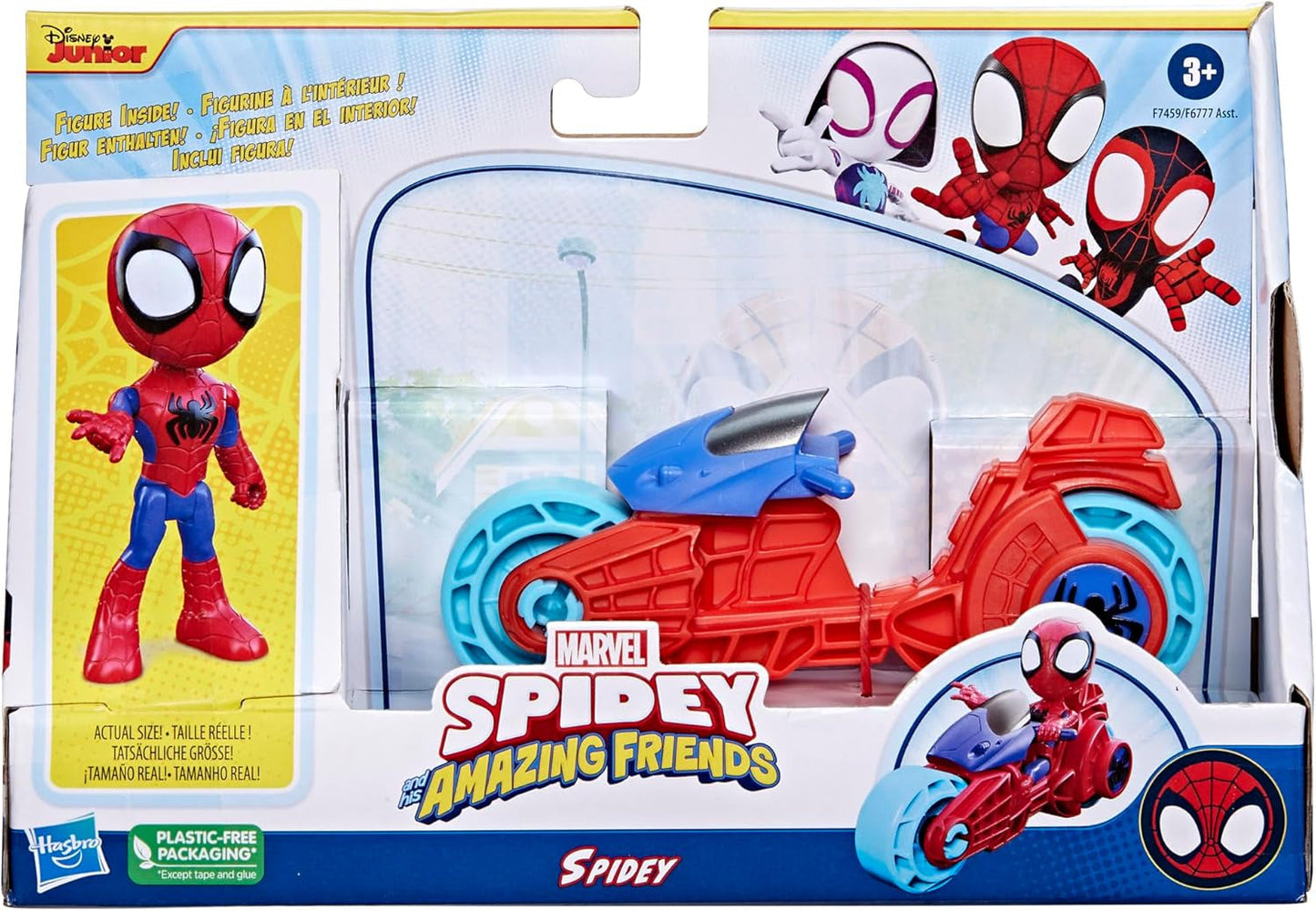 SPIDEY och HANS FANTASTISKA VÄNNER Marvel Spidey Motorcykelfigurleksak för pojkar och flickor från 3 år och uppåt Actionfigurer Naty Shop