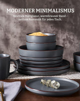 Mercury servisset, 12-delat servisset, 4-personers servisset i stengods med mattallrikar, desserttallrikar, flingskålar, tål mikrovågsugn och diskmaskin, kolgrå