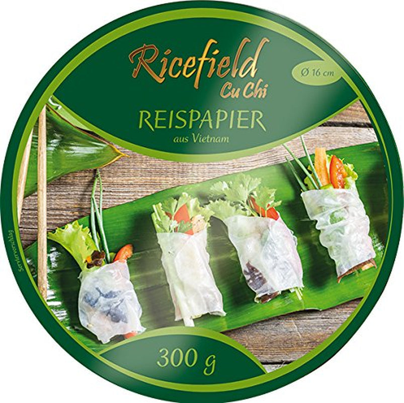 Ricefield Rice Paper, Runt 16cm, (85-95st/kg), 4 förpackningar (4 förpackningar x 300g)