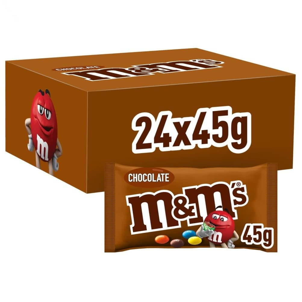 M&M's Peanut Chocolate Bulk Pack 24 x 45 g Choklad Peanut Smaksatt Linser Chokladpresent (1080g) Idealisk som godis med fotbollstema