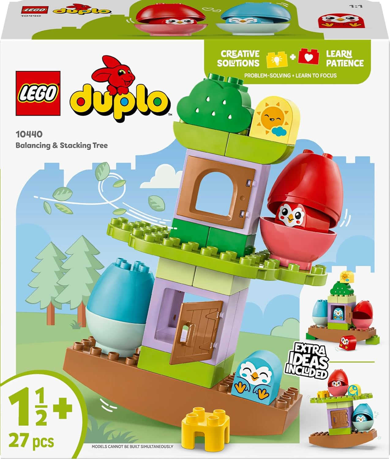 LEGO DUPLO träd för balansering och stapling, utvecklingsleksak, byggset för barn från 18 månader, kreativ leksak för barn, pedagogisk leksak med 2 leksaksfåglar 10440 Byggset Besuche den LEGO-Store