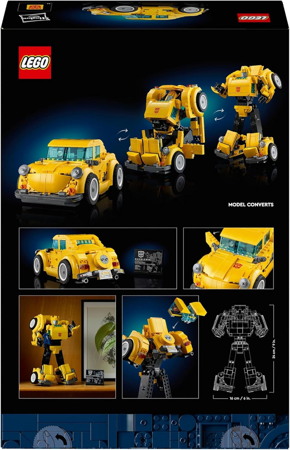 LEGO Icons Transformers Bumblebee, Vuxen samlarrobot Actionfigur, Filmbyggsats för science fiction-fans, Kan förvandlas till en bil, Äventyrsleksak 10338 Byggset Besuche den LEGO-Store
