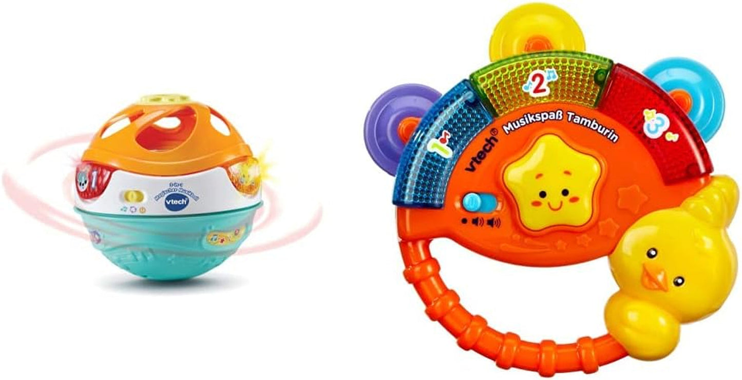 Vtech Baby 3-i-1 Magic Music Ball, 9-36 månader & Baby Music Fun Tambourine - Elektronisk leksak med musik och ljudeffekter - För 9-36 månader Baby Toys Naty Shop Standardtitel