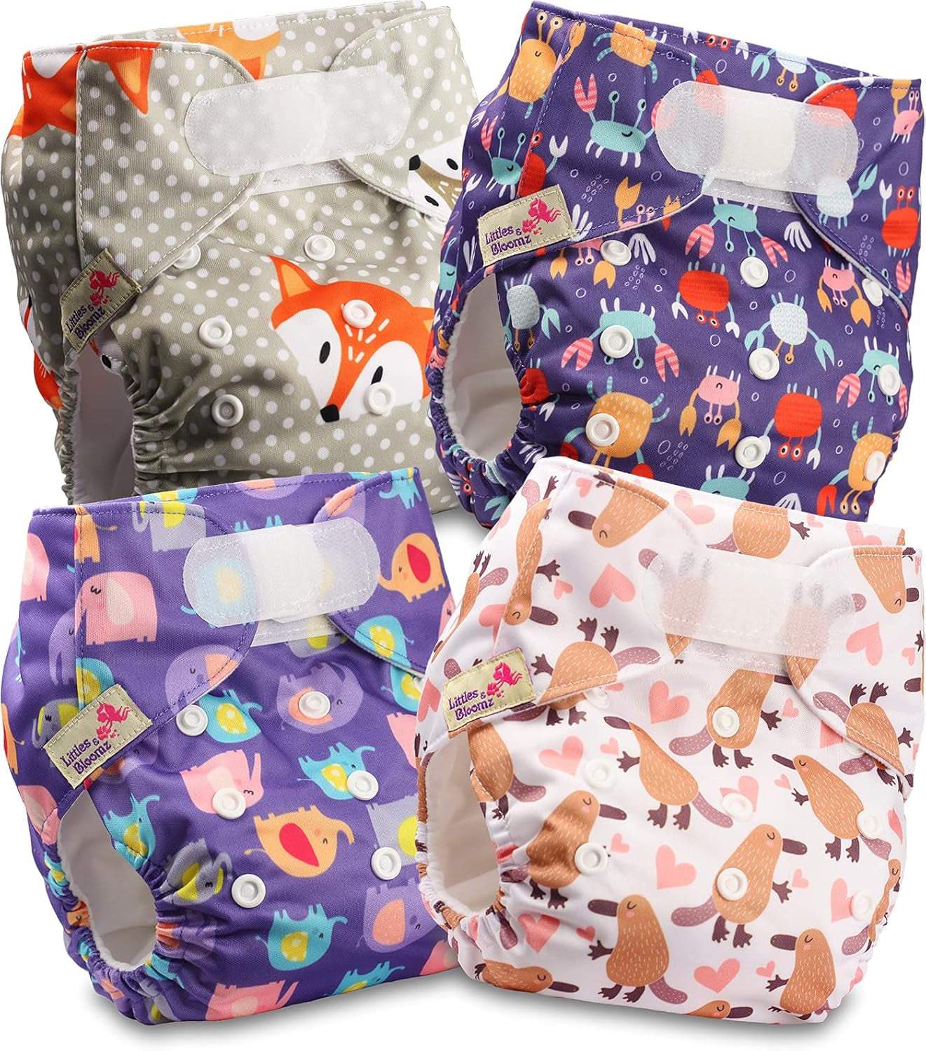 Littles och Bloomz återanvändbar blöja FLV2-0602, standard krok- och öglestängning, 6 blöjor