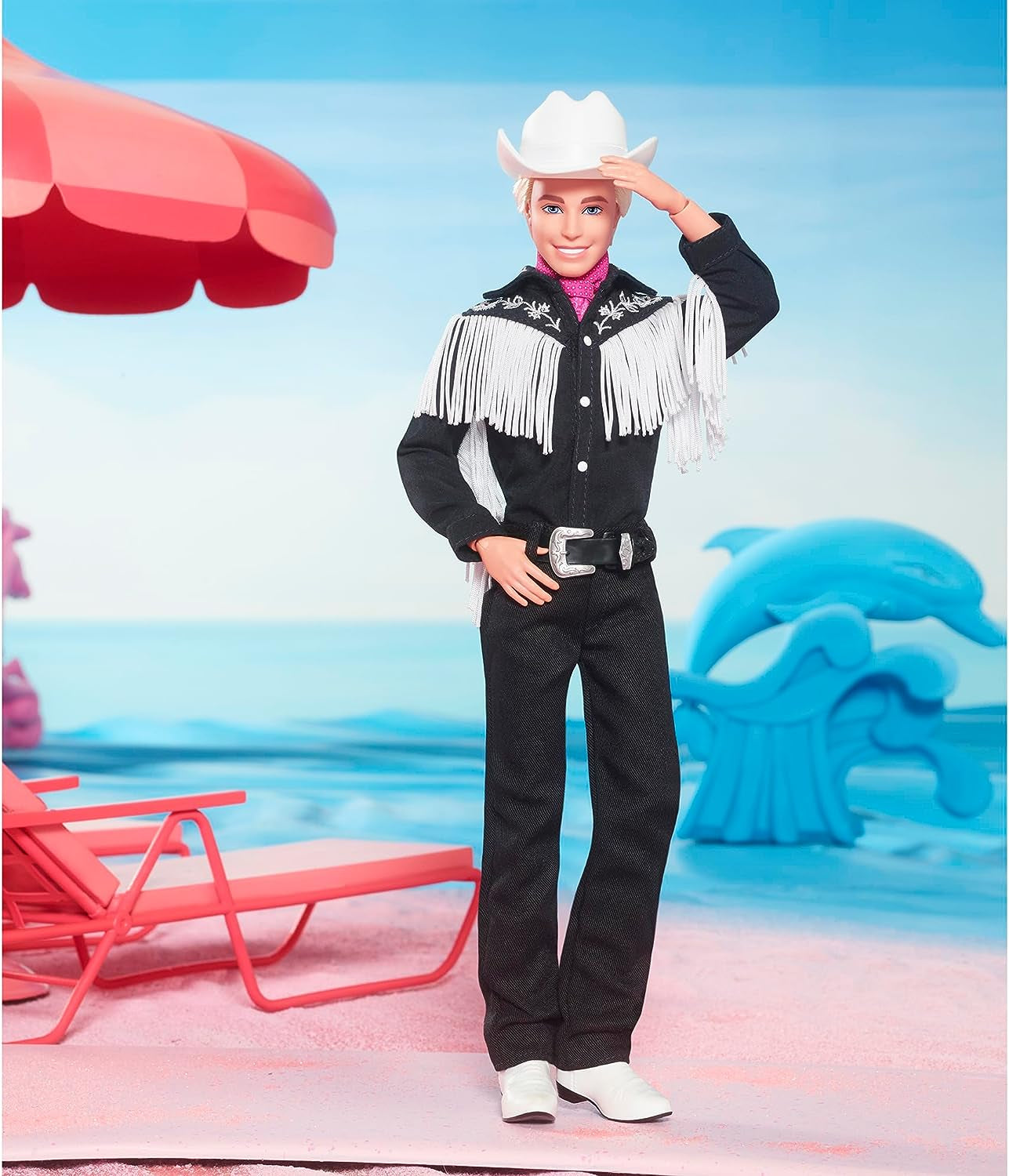 BARBIE the MOVIE Ken - Samlardocka i västerländsk outfit, vintageskjorta, cowboyhatt, vita stövlar från filmen för åldrarna 3 och uppåt, HRF30 Naty Shop Dolls