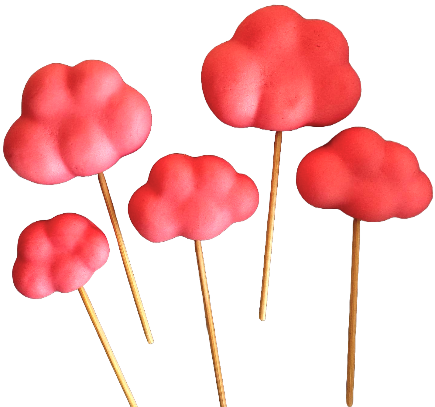 Set med 5 ätbara sockerpastadekorationer, moln, rosa sockerpastadekorationer Naty Shop