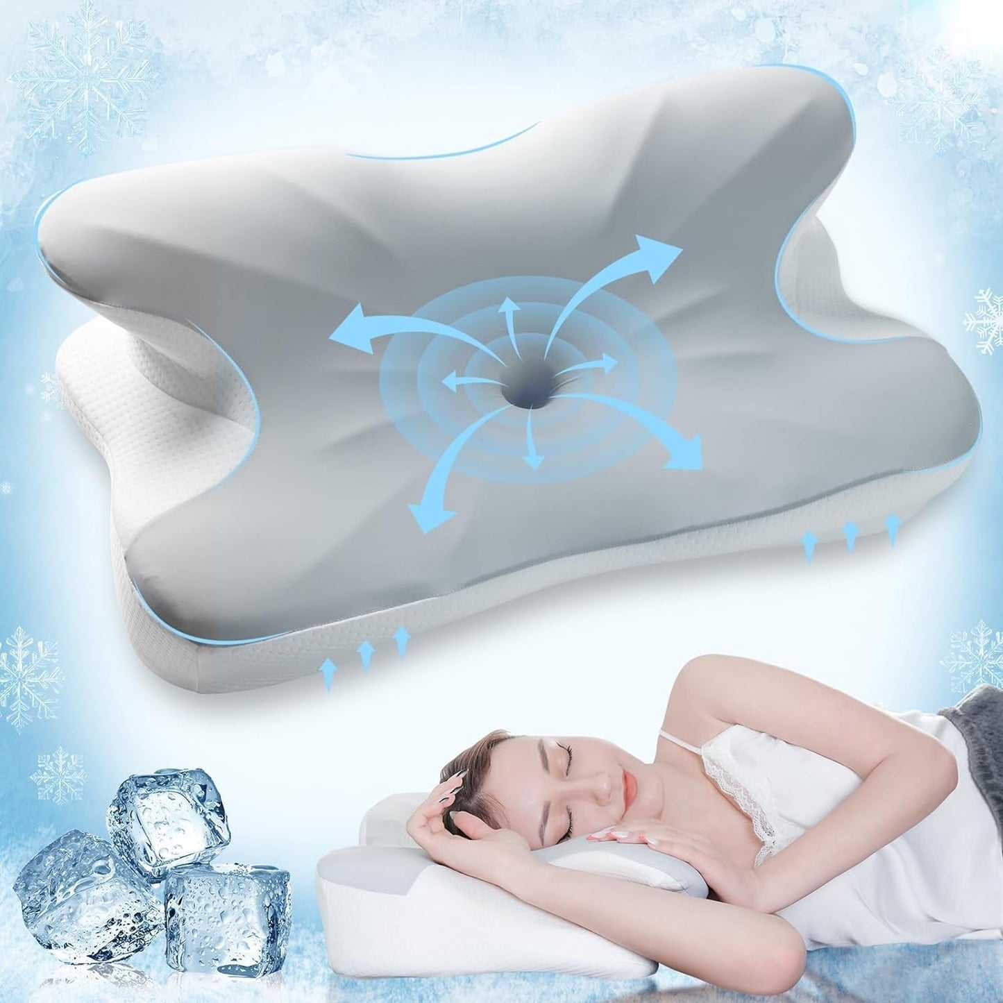 Elegear Memory Foam Kudde med svalkande kuddöverdrag Nacksmärta Kudde Side Sleeper Kudde Ergonomisk kudde Ortopedisk kudde för Side Sleeper Rygg Buken 63X 10/14 X36Cm Cervikala ortopediska kuddar Naty Shop Standardtitel