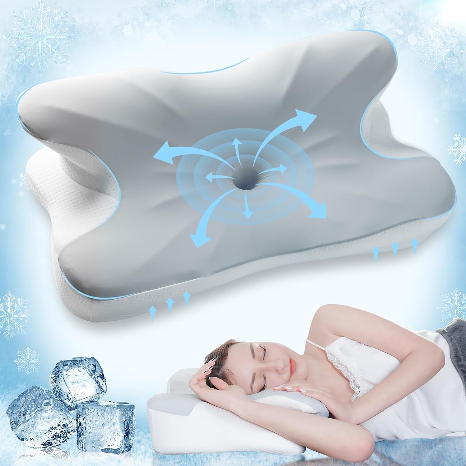 Elegear Memory Foam Kudde med svalkande kuddöverdrag Nacksmärta Kudde Side Sleeper Kudde Ergonomisk kudde Ortopedisk kudde för Side Sleeper Rygg Buken 63X 10/14 X36Cm Cervikala ortopediska kuddar Naty Shop Standardtitel