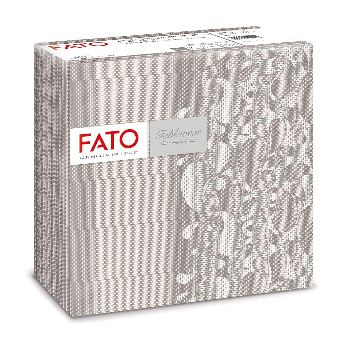 Fato - Torra pappersservetter, airlaid, textileffekt, paket med 50 servetter, 40X40 vikta i 4-format, Tropicana Decor