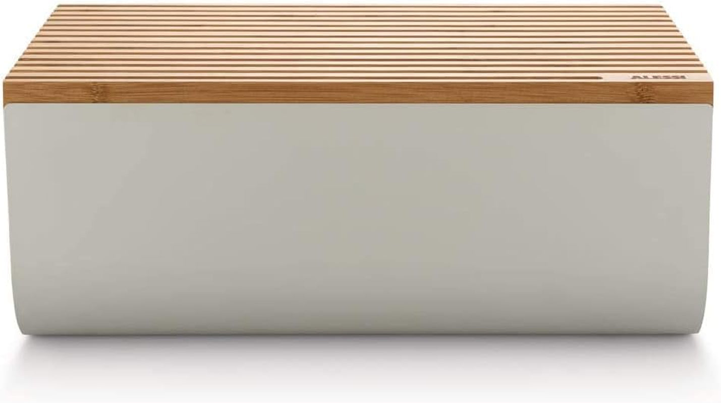 Alessi Mattina BG03 WG - Rostfri brödkorg med epoxiharts och bambuträ, varmgrå Matförvaringslådor Naty Shop