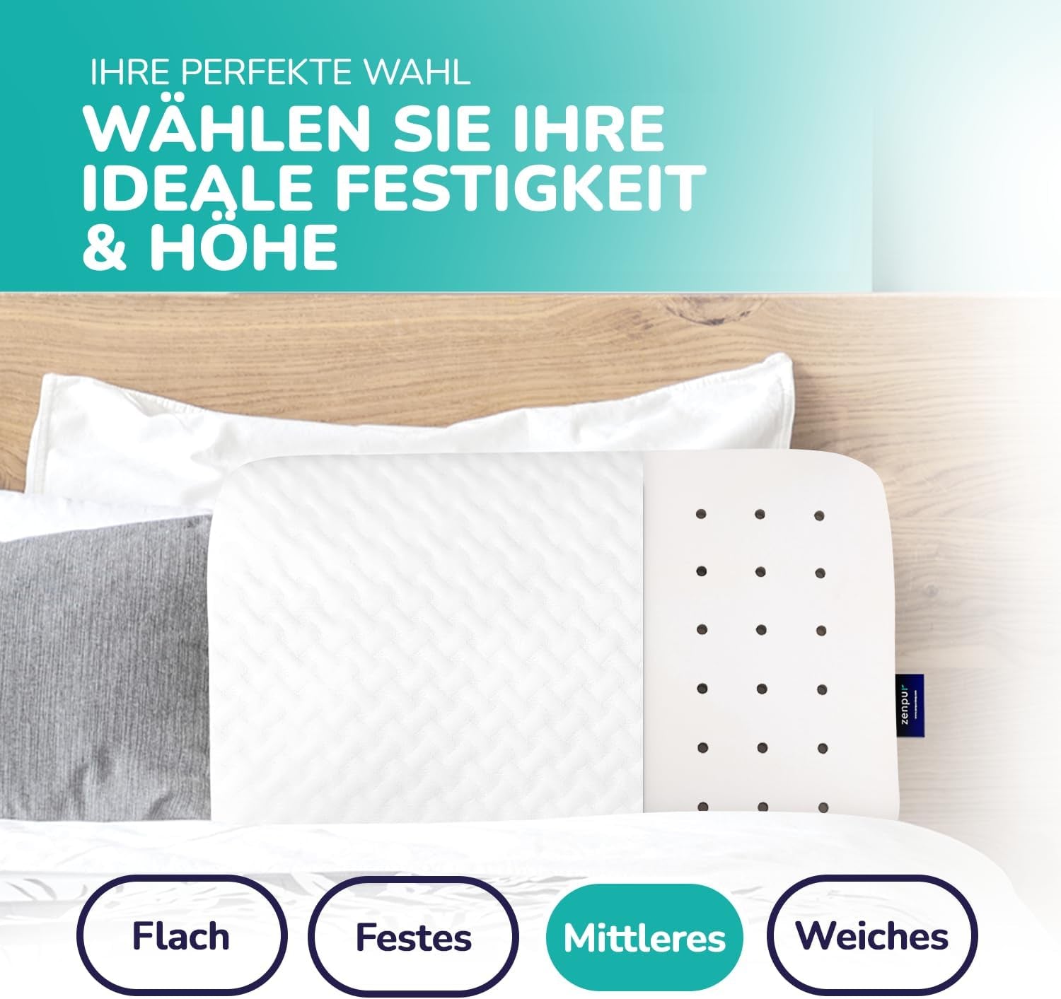 ZenPur Ortopedisk nackkudde 40x60-13cm, Memory Foam Huvudkudde - Ergonomisk sömnkudde för nacke och axlar, Oeko-TEX-certifierad