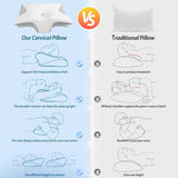 HOMCA nackkudde Memory Foam ortopedisk kudde 2 i 1 nackstödskudde med 3D kylfodral Ergonomisk sovkudde för rygg, sida och magsömmar Grå 60X13/11X40cm Cervikala ortopediska kuddar Naty Shop
