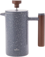 KARACA Marmor dubbelvägg fransk press med kastanjehandtag - isolerad fransk press för kaffe - Hemresor Camping kaffebryggare - 350 ml - mörkgrå