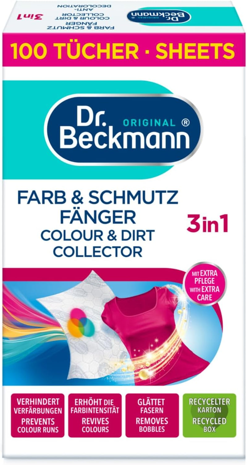 Dr. Beckmann Color & Dirt Catcher Advanced| Långvarigt färgskydd| Med mikrofiber och färgfångande molekyler för glans | 100 Naty Shop-dukar