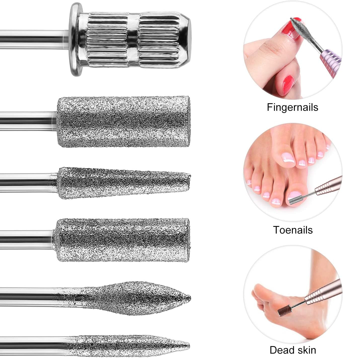 MWOOT Diamond Nagelborrbits för elektriska nagelfilar med sliphylsor Slipband Nagelborrkronor Konstgjorda nageltillbehör Nagelbandsborttagare