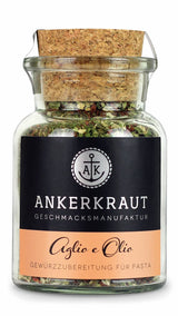 Ankerkraut Aglio e Olio, italiensk Gewürzmischung för pasta och klassiska spaghetti-nudlar, 120 g i en aromatisk påse