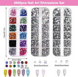 4600 Stück Strasssteine ​​​​Für Nägel, Nagel Glitzersteine ​​​​3 Verschiedene Stil Flache Nail Gems Nägel Steine ​​​​Klein Nagel Steinchen Mit Pinzette Und Strass Picker Dotting Pen Für Nägel/Kleidung/Handwerk