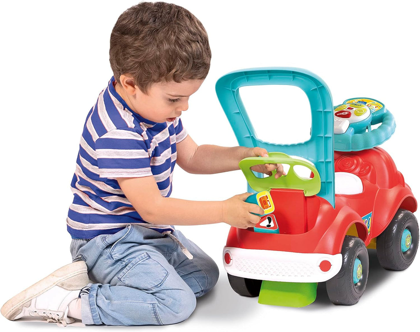Clementoni - 17747 - Nicolò Go Go 3 i 1 - Åkbil, elektronisk inlärningshögtalare, första steg, ljus och ljud, spel för 1-åringar - Tillverkat i Italien Bebe Toys Naty Shop