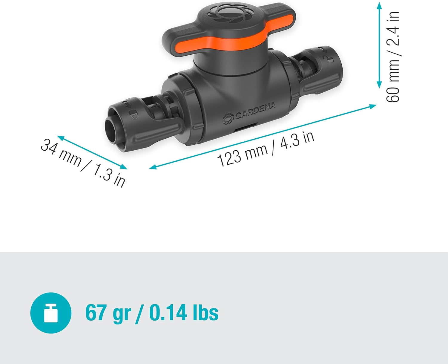 Gardena Micro-Drip-System regler- och avstängningsventil 13 mm (1/2 tum): Enkel avstängning av rör och kontinuerlig reglering av vattenflöde, tillbehör för att lägga dropprör (13207-20)