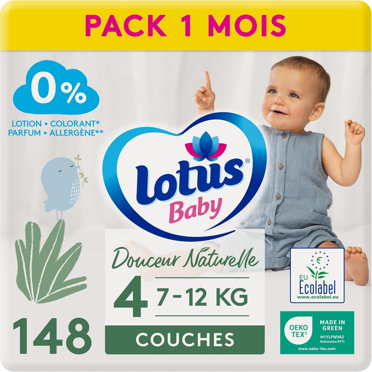 Douceur Naturelle – Storlek 3 blöjor (5-9 kg) 1 månadsförpackning – 172 blöjor