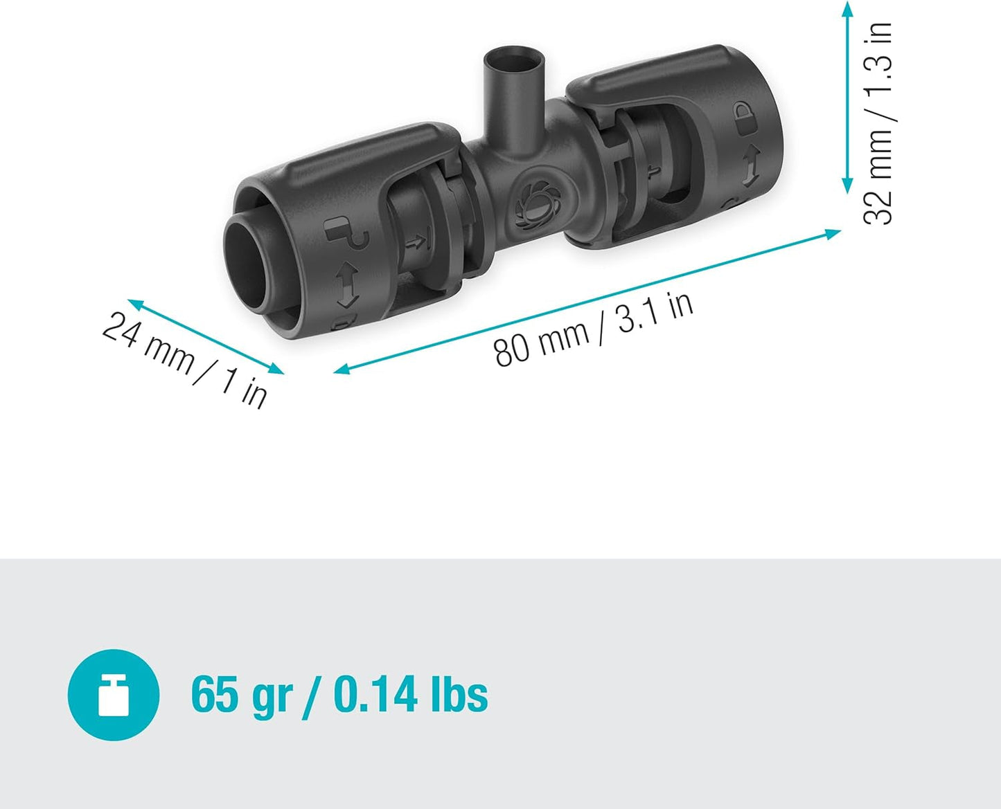 Gardena Micro-Drip-System T-stycke för sprutmunstycken: Anslutning mellan 13 mm rör och ett sprutmunstycke, automatisk växtbevattning, snabb och enkel anslutningsteknik, återanvändbar (13206-20)