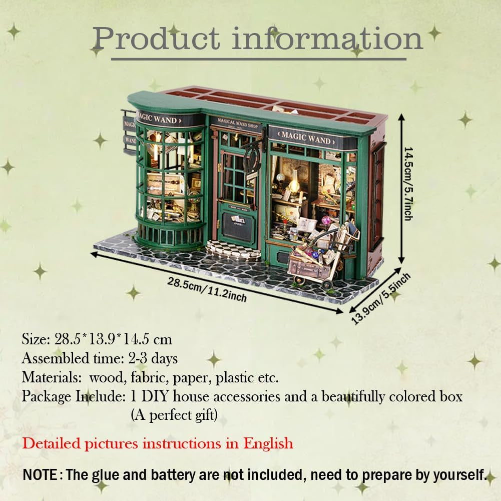 Magic Shop Dollhouse med dammskydd DIY Miniatyr Dollhouse Furniture Kit 1:24 Kreativ gåva för barn Tonåringar Födelsedagspresent